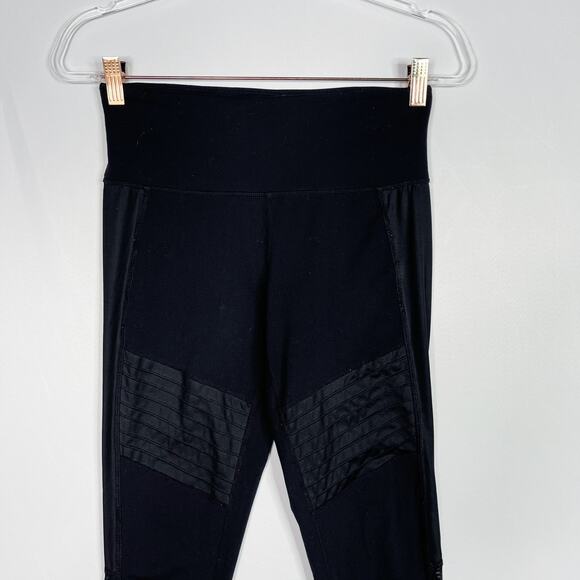 Athleta Small S Black Powerful Gleam High Rise Leggings Moto Mesh Pieced Workout - Picture 3 of 12